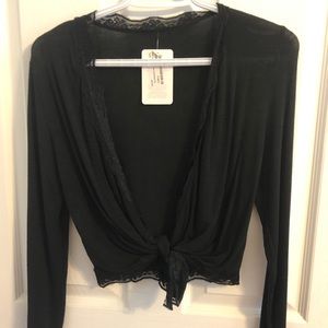 Boohoo lace tie-up top